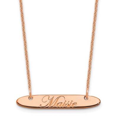 Polished Oblong Edwardian Script Bar Necklace 14k Rose Gold Small XNA1216R, MPN: XNA1216R,