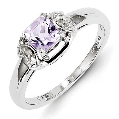 Pink Amethyst Ring Diamond Sterling Silver QR4539PQ, MPN: QR4539PQ, 883957406619