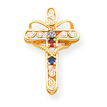3 Birthstones Filigree Mothers Cross Pendant 14k Gold Polished XMP5/3, MPN: XMP5/3, 883957447889