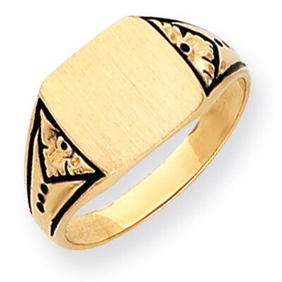Antiqued Signet Ring 14k Gold Y4139, MPN: Y4139, 191101632327
