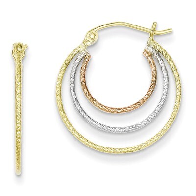 Yellow &amp; Rose Vermeil Textured Fancy Hoop Earrings Sterling Silver QE8438, MPN: QE8438, 883957567648