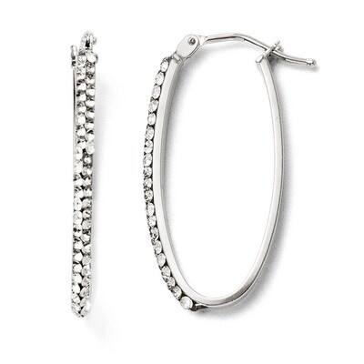 Leslie&#39;s Swarovski Oval Hinged Hoop Earrings - 14k White Gold HB-93J, MPN: 93J, 883957024134