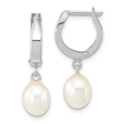 6-7mm Teardrop White Cultured Freshwater Pearl Hoop Dangle Earrings 14k White Gold XFW792E, MPN: XF…