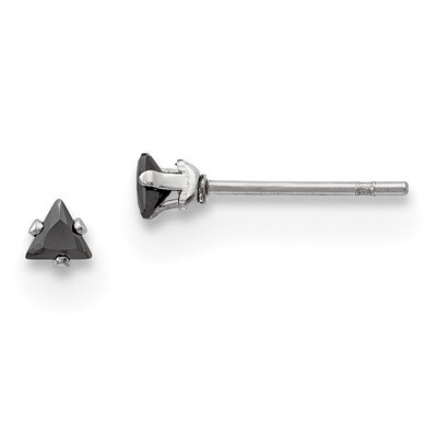 3mm Black Triangle Diamond CZ Stud Post Earrings Stainless Steel Polished SRE1132 by Chisel, MPN: S…