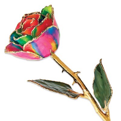 Lacquer Dipped Gold Trim Aurora Neon Rainbow Rose GM10615, MPN: GM10615, 810391019396