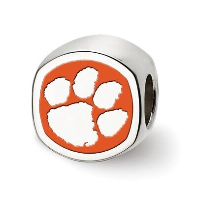 Clemson University Paw Print Cushion Shaped Double Logo Bead Sterling Silver SS501CU, MPN: SS501CU,…