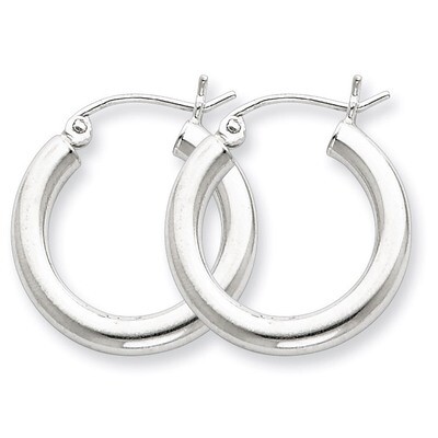 3mm Round Hoop Earrings Sterling Silver Rhodium-plated QE807, MPN: QE807, 883957940908