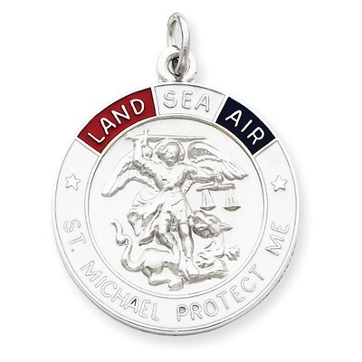 Saint Michael Medal Sterling Silver Enameled QC3611, MPN: QC3611, 883957283852