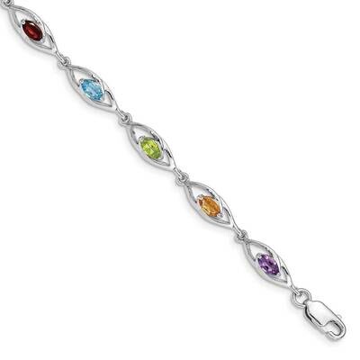 Amethyst Topaz Peridot Citrine Garnet Bracelet Sterling Silver Rhodium Plated QG5053-7.5, MPN: QG50…