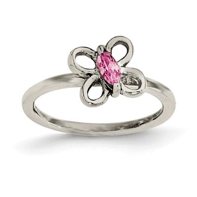 Pink CZ Butterfly Kid&#39;S Ring Sterling Silver QR5970-3, MPN: QR5970, 191101470493