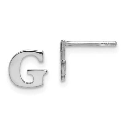 Initial Letter G Post Earrings 10k White Gold Polished 10XNE46W/G, MPN: 10XNE46W/G,