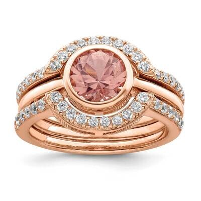 Rose Tone CZ Diamond 3 Ring Set Sterling Silver QR7306, MPN: QR7306,