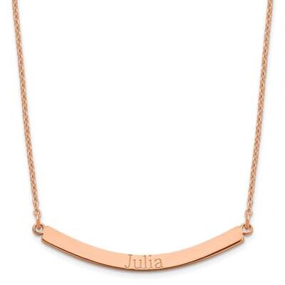 Recessed Letter Curved Bar Necklace Sterling Silver Rose-plated XNA649RP, MPN: XNA649RP,