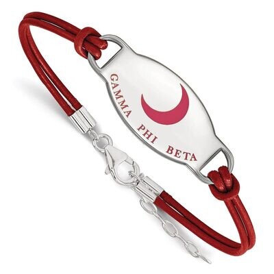 Gamma Phi Beta Enameled Oval Leather Bracelet Sterling Silver SS018GPB-7, MPN: SS018GPB-7, 88677460…
