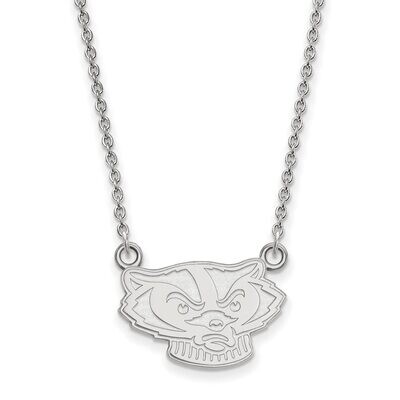 University of Wisconsin Small Pendant with Chain Necklace 10k White Gold 1W066UWI-18, MPN: 1W066UWI…