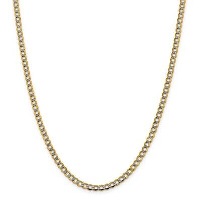 4.3mm Semi-Solid with Rhodium Pav Curb Chain 26 Inch 14k Gold PWF100-26, MPN: PWF100-26, 191101083…