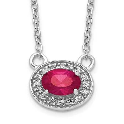 Diamond and Oval Ruby 18 Inch Necklace 14k White Gold PM4026-RU-008-WA-18, MPN: PM4026-RU-008-WA-18…