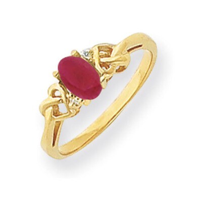 Created Ruby Diamond Ring 14k Gold 6x4mm Oval Y4690CR/A, MPN: Y4690CR/A, 883957582580