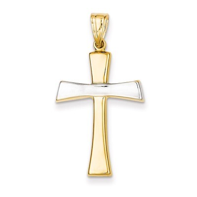 Polished Cross Pendant 14K Gold &amp; Rhodium K4967, MPN: K4967, 869786140191