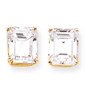 12x10mm Emerald Cut CZ Diamond Earrings 14k Gold XE70CZ Diamond, MPN: XE70CZ, 883957096810
