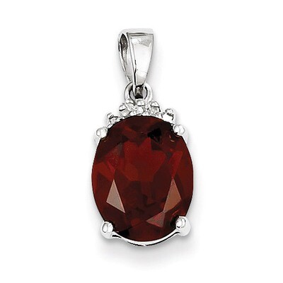 Garnet &amp; Diamond Pendant Sterling Silver Rhodium QDX622, MPN: QDX622, 883957459882