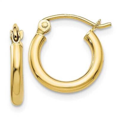 2mm Lightweight Tube Hoop Earrings 10k Gold Polished 10T918L, MPN: 10T918L, 191101566172