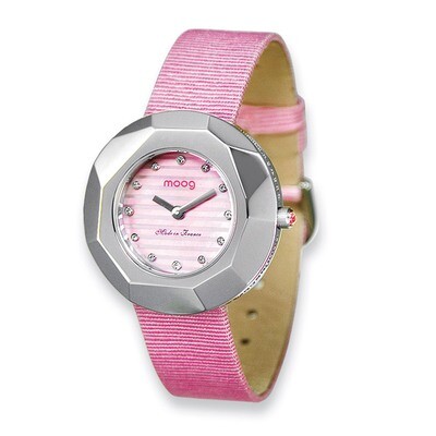 Moog Facet Pink Dial Pink Satin Strap Watch - Fashionista, MPN: XWA4152,