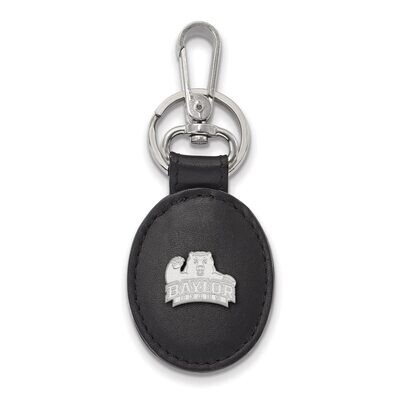 Baylor University Black Leather Oval Key Chain Sterling Silver SS012BU-K1, MPN: SS012BU-K1, 8867746…