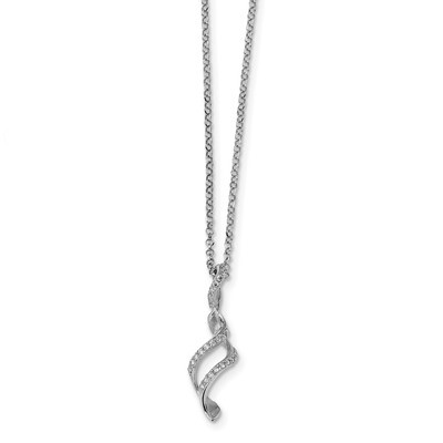 Leslie&#39;s CZ Twisted Pendant with 2.5 in ext Necklace 16 Inch Sterling Silver Rhodium HB-QLF909-16, …