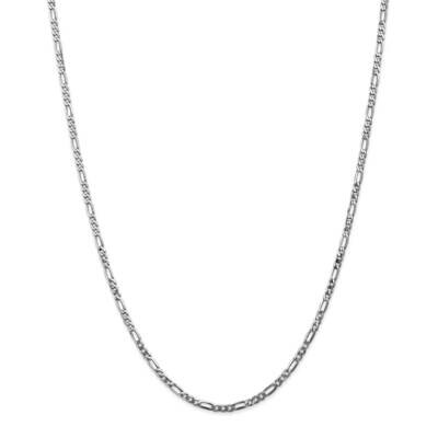 2.75mm Flat Figaro Chain 22 Inch 14k White Gold WFIG070-22, MPN: WFIG070-22, 883957170442