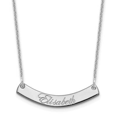 Polished Curved Edwardian Script Bar Necklace 14k White Gold Small XNA1217W, MPN: XNA1217W,