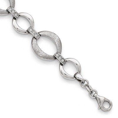 Leslie&#39;s Polished and Brushed Crystal Bracelet 7.5 Inch - Sterling Silver HB-QLF436-7.5, MPN: QLF43…