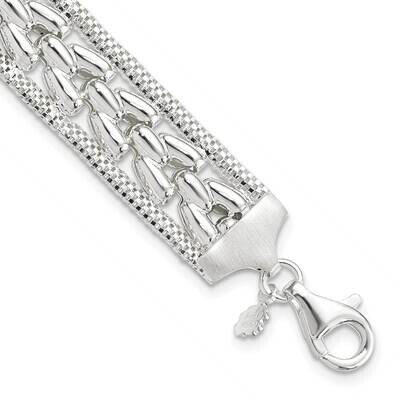 Textured with .75 In Extender Bracelet Sterling Silver Polished QG5869-7.25, MPN: QG5869-7.25,