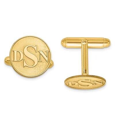Raised Letters Circle Monogram Cuff Links Gold-plated Silver XNA618GP, MPN: XNA618GP, 886774555812