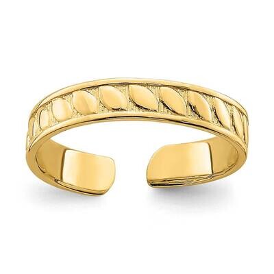 Adjustable Leaf Engraved Design Toe Ring 14k Gold R793, MPN: R793, 883957670225