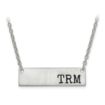 Brushed Antiqued Initial Monogram Bar with Chain 14k White Gold XNA646W, MPN: XNA646W, 886774615479