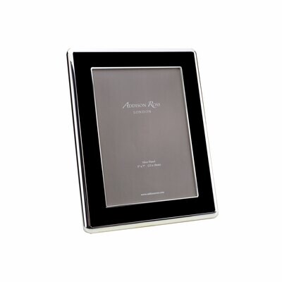 Addison Ross Wide Curved Enamel Picture Frame Black &amp; Silver 5 x 7 Inch Silver-plated FR6111, MPN: …