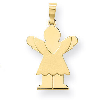 Satin Engravable Girl with Ruffled Skirt Charm 14k Gold XK349, MPN: XK349, 883957415598