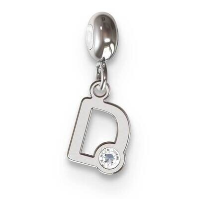 Memi Letter D with Swarovski Crystal Charm Sterling Silver Rhodium-plated ME111D-SS, MPN: ME111D-SS,