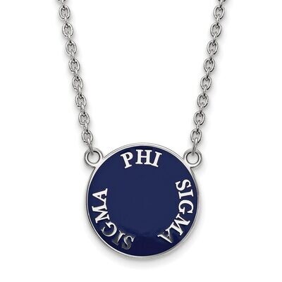 Phi Sigma Sigma Small Enameled Pendant with 18 Inch Chain Sterling Silver SS013PSS-18, MPN: SS013PS…