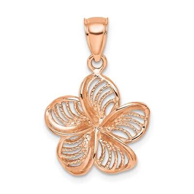 Beaded Polished Plumeria Flower Charm 14k Rose Gold C4823R, MPN: C4823R, 196904087350
