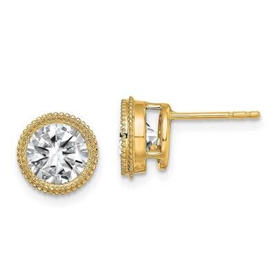 Round Beaded Bezel G H I True Light Moissanite Earrings 14k Gold EM6780-200-YMT, MPN: EM6780-200-YM…