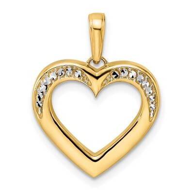 Fancy Heart Pendant 14k Gold and White Rhodium Diamond-Cut M2939, MPN: M2939,