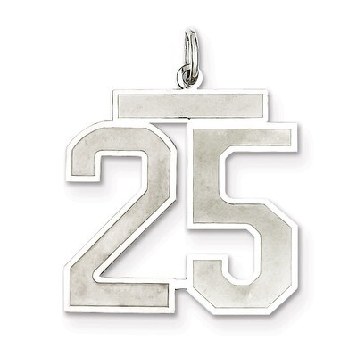 Pendant Number 25 Satin Sterling Silver Large QPP25, MPN: QPP25, 191101281648