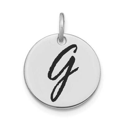 Letter G Black Epoxy Initial Disk Charm 14k White Gold Polished YC1436WG, MPN: YC1436WG, 1969040902…