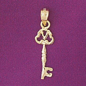 Dazzlers Jewelry Key Pendant Necklace Charm Bracelet in Yellow, White or Rose Gold 7103, MPN: DZ-71…