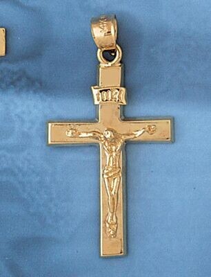 Dazzlers Jewelry Jesus Christ on Cross Pendant Necklace Charm Bracelet in Yellow, White or Rose Gol…