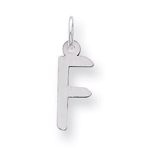 Medium Slanted Block Initial F Charm Sterling Silver QC5083F, MPN: QC5083F, 191101530319