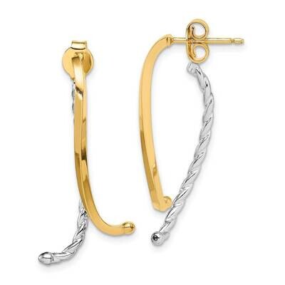 Twisted Front Back Post Earrings 14k Two-tone Gold Polished TF1622, MPN: TF1622, 191101983016