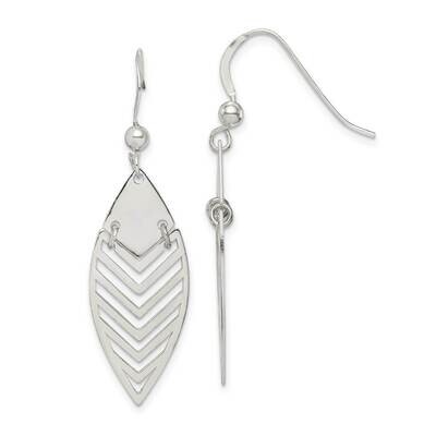 Leaf Dangle Earrings Sterling Silver Polished QE14705, MPN: QE14705, 886774049151
